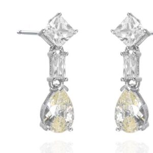SE39381, Ladies' Moissanite Earring, S925, Rhodium Plated, White, 2.2g