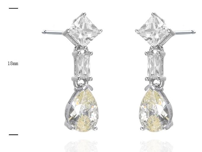 SE39381, Ladies' Moissanite Earring, S925, Rhodium Plated, White, 2.2g