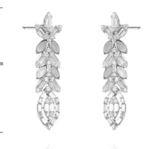 SE39505, Ladies' Moissanite Earring, S925, Rhodium Plated, White, 5.67g