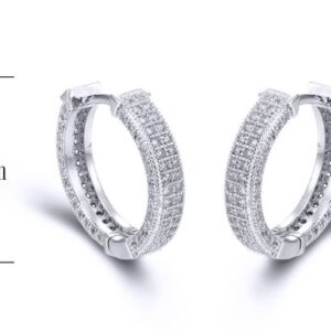 SE24554, Ladies' Moissanite Earring, S925, Rhodium Plated, White, 4.14g