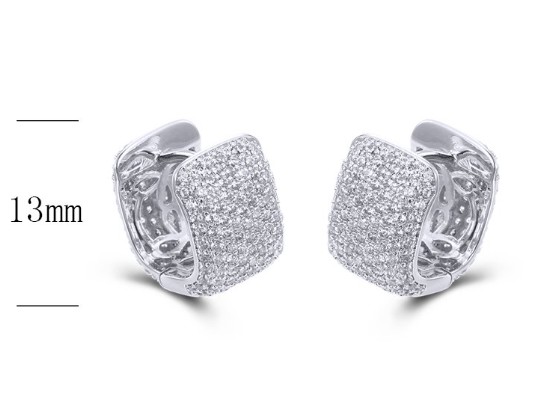 SE24568, Ladies' Moissanite Earring, S925, Rhodium Plated, White, 6.79g