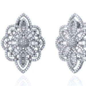 SE26116, Ladies' Moissanite Earring, S925, Rhodium Plated, White, 2.71g