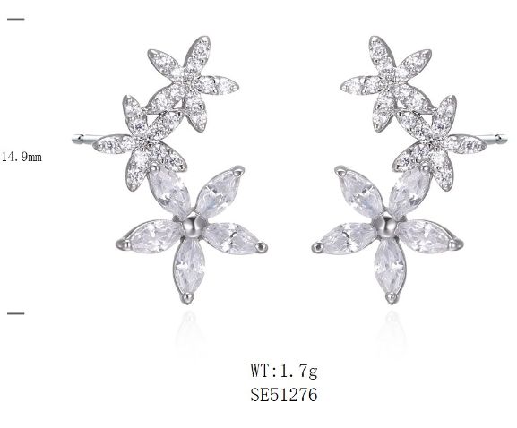 SE51276, Ladies' Moissanite Ring, S925, Rhodium Plated, White, 1.7g
