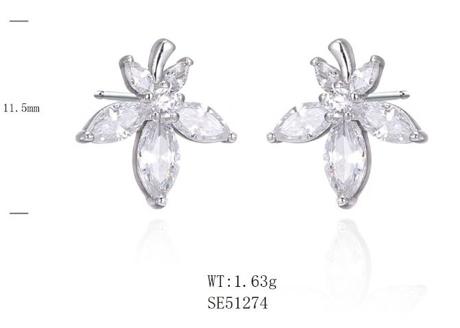 SE51274, Ladies' Moissanite Ring, S925, Rhodium Plated, White, 1.63g