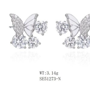 SE51273, Ladies' Moissanite Ring, S925, Rhodium Plated, White, 3.14g