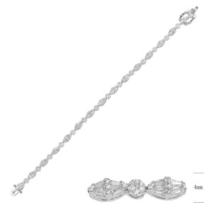 SB14912, Ladies' Moissanite Bracelet, S925, Rhodium Plated, White, 7.34g