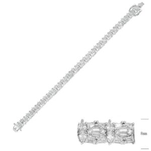 SB14905, Ladies' Moissanite Bracelet, S925, Rhodium Plated, White, 13.77g