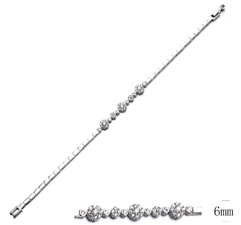 SB09139, Ladies' Moissanite Bracelet, S925, Rhodium Plated, White, 7.17g