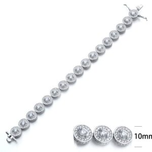 SB03813, Ladies' Moissanite Bracelet, S925, Rhodium Plated, White, 23.13g