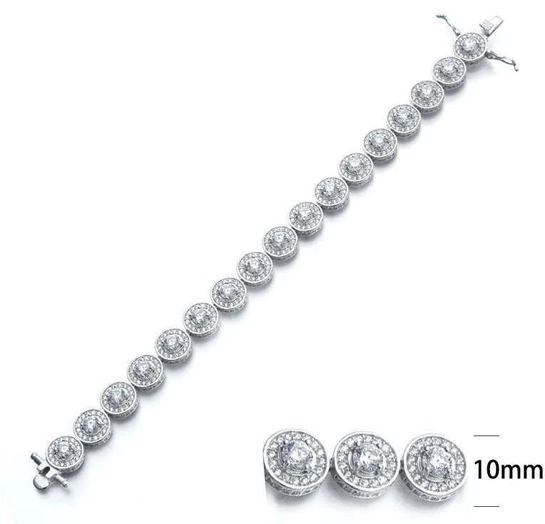 SB03813, Ladies' Moissanite Bracelet, S925, Rhodium Plated, White, 23.13g