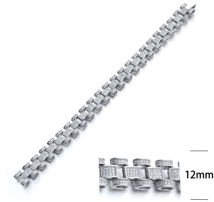SB04319, Ladies' Moissanite Bracelet, S925, Rhodium Plated, White, 3.7g