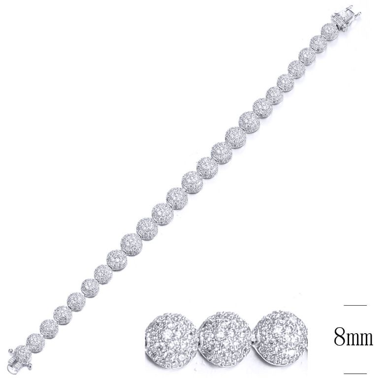 SB09797, Ladies' Moissanite Bracelet, S925, Rhodium Plated, White, 18.36g