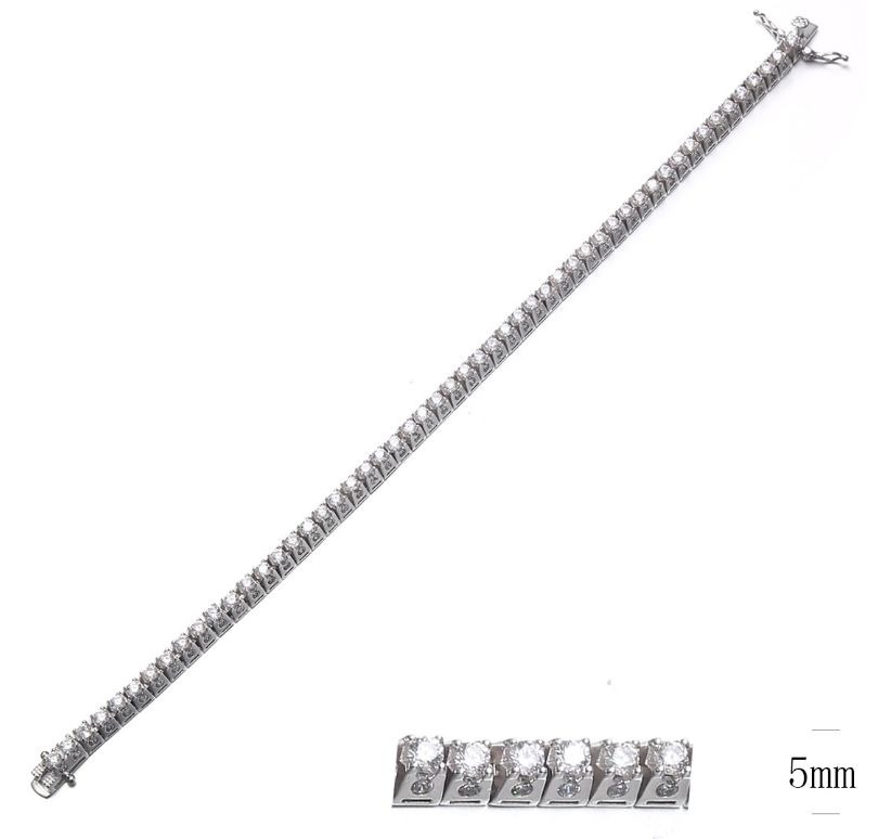 SB09098, Ladies' Moissanite Bracelet, S925, Rhodium Plated, White, 23.1g
