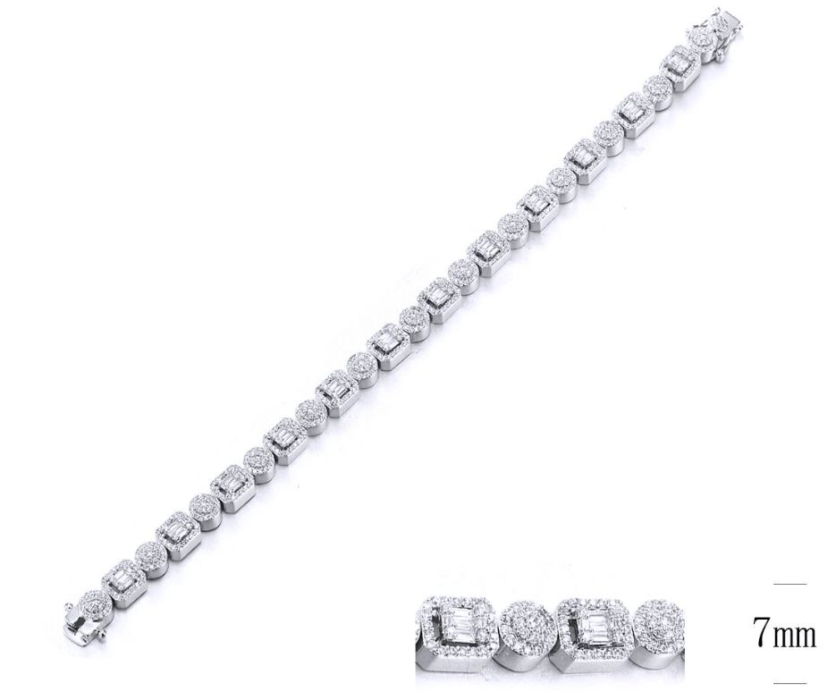 SB10796, Ladies' Moissanite Bracelet, S925, Rhodium Plated, White, 21.52g