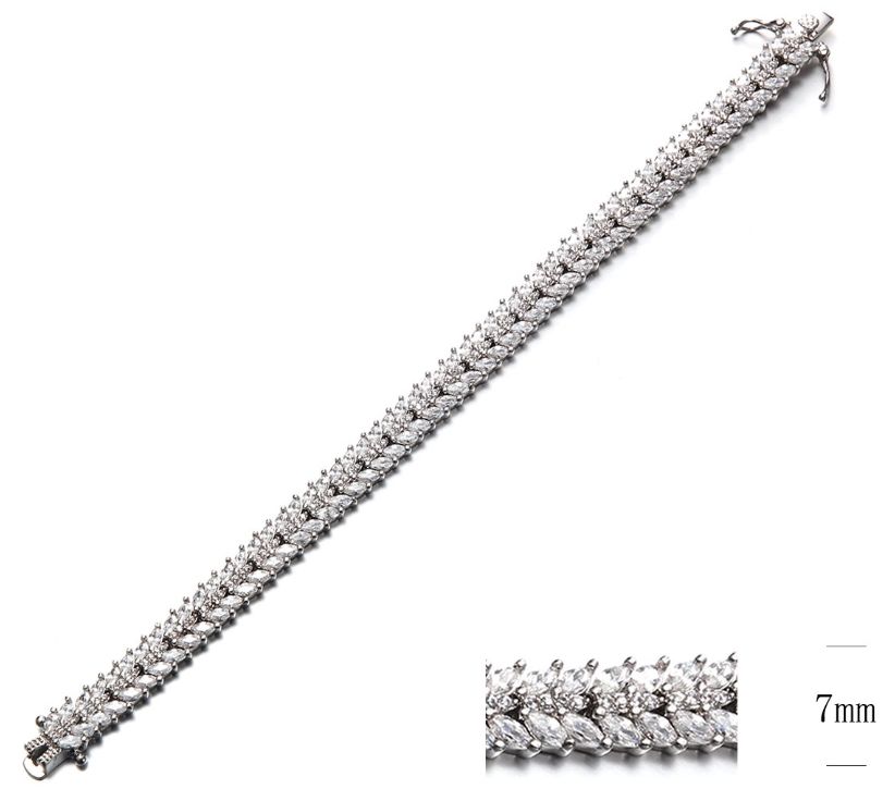SB09093, Ladies' Moissanite Bracelet, S925, Rhodium Plated, White, 19.99g