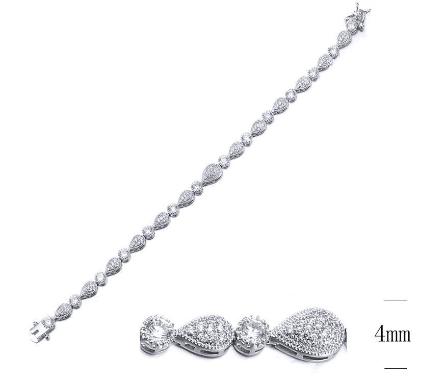 SB10305, Ladies' Moissanite Bracelet, S925, Rhodium Plated, White, 11.93g