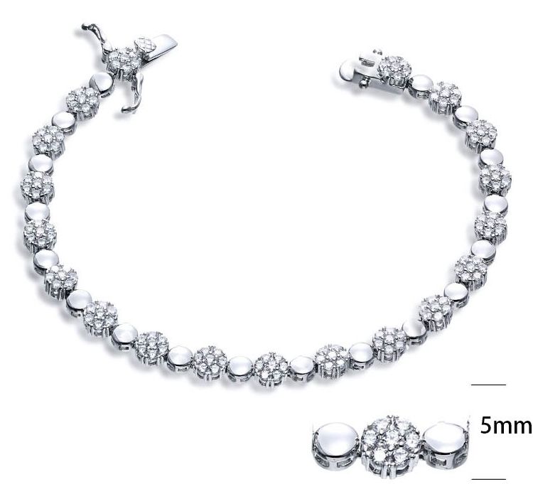 SB05435, Ladies' Moissanite Bracelet, S925, Rhodium Plated, White, 11.4g