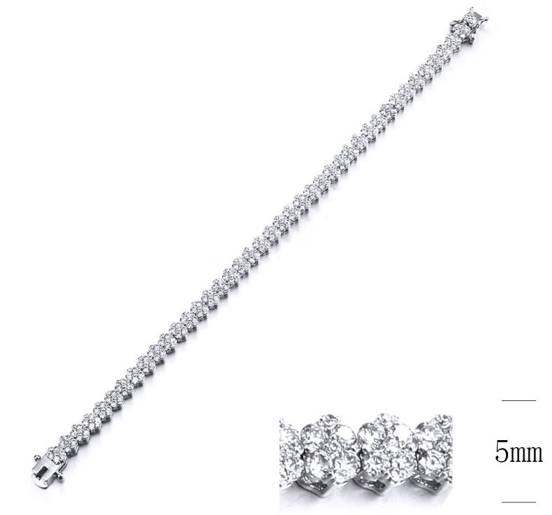 SB11334, Ladies' Moissanite Bracelet, S925, Rhodium Plated, White, 11.36g