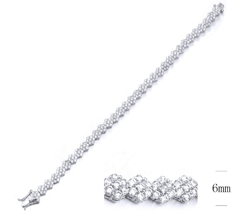 SB06696, Ladies' Moissanite Bracelet, S925, Rhodium Plated, White, 11.41g