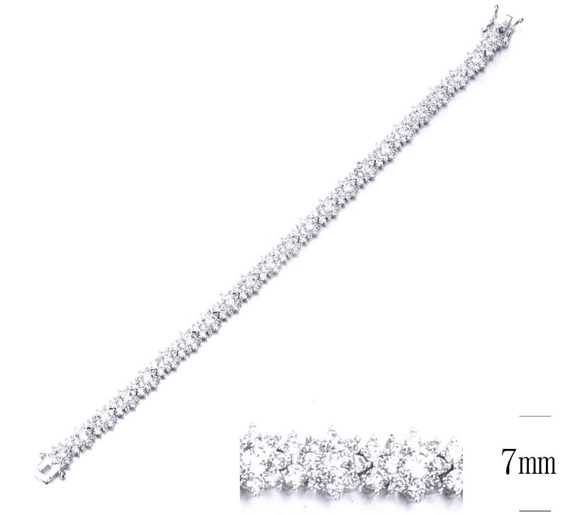 SB10642, Ladies' Moissanite Bracelet, S925, Rhodium Plated, White, 13.1g