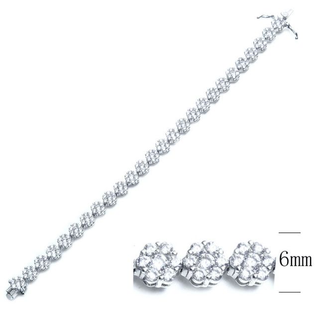SB07555, Ladies' Moissanite Bracelet, S925, Rhodium Plated, White, 14.05g