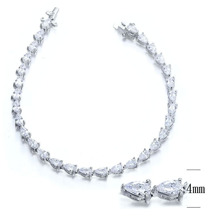 SB08319, Ladies' Moissanite Bracelet, S925, Rhodium Plated, White, 8.23g