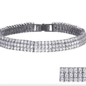 SB05222, Ladies' Moissanite Bracelet, S925, Rhodium Plated, White, 17.9g