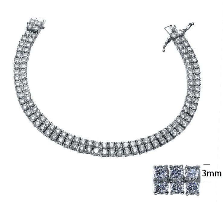 SB04806, Ladies' Moissanite Bracelet, S925, Rhodium Plated, White, 18.1g