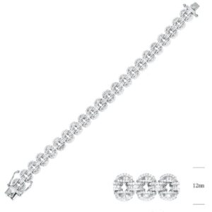SB14418, Ladies' Moissanite Bracelet, S925, Rhodium Plated, White, 31.39g