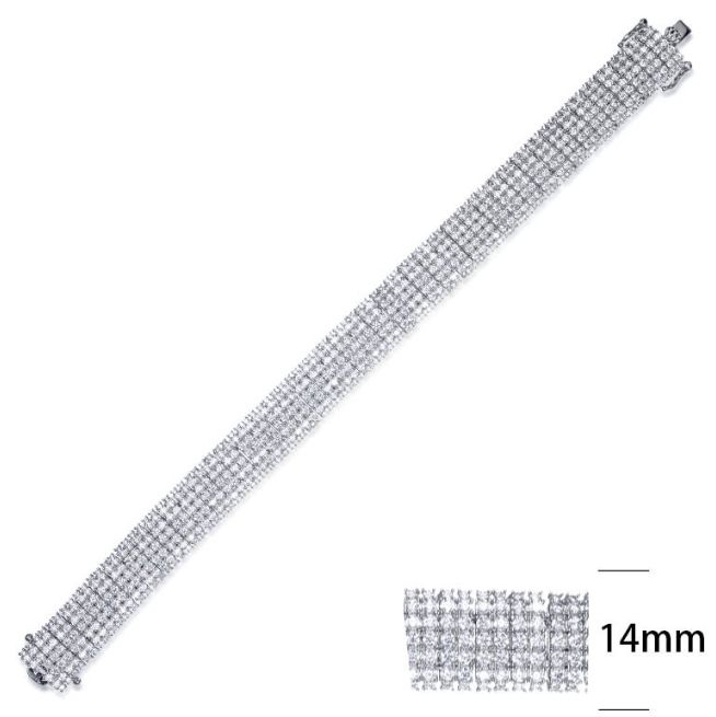 SB07630, Ladies' Moissanite Bracelet, S925, Rhodium Plated, White, 39.08g