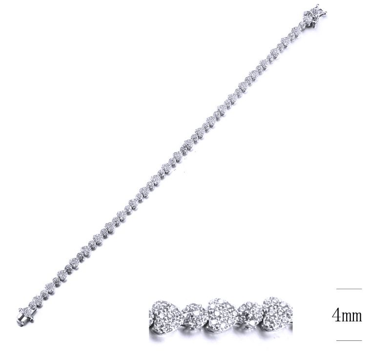 SB12573, Ladies' Moissanite Bracelet, S925, Rhodium Plated, White, 9g