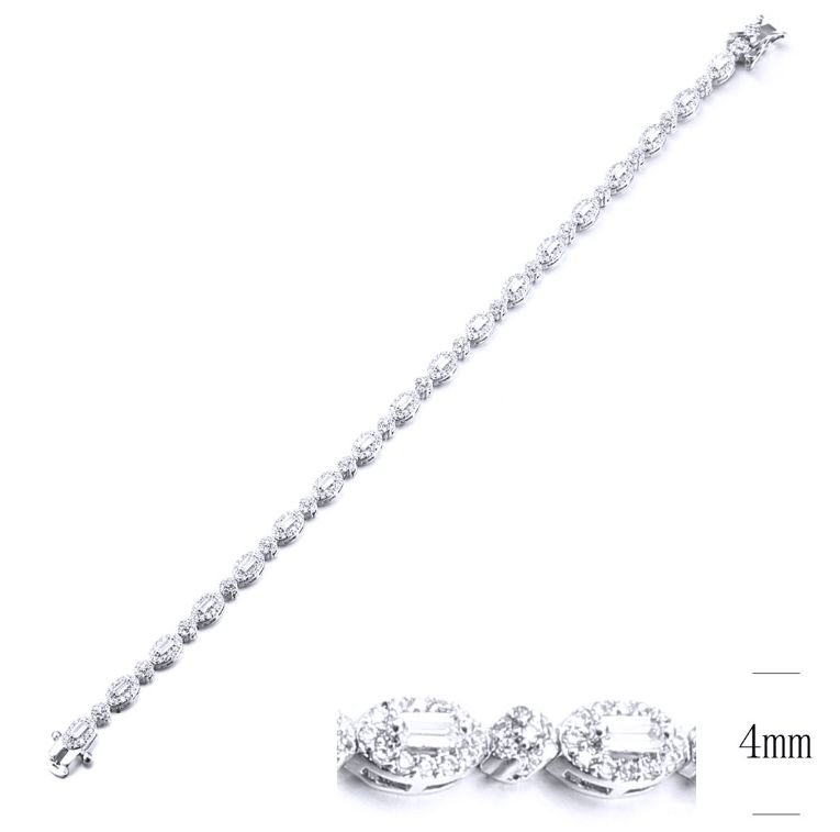 SB12572, Ladies' Moissanite Bracelet, S925, Rhodium Plated, White, 8.85g