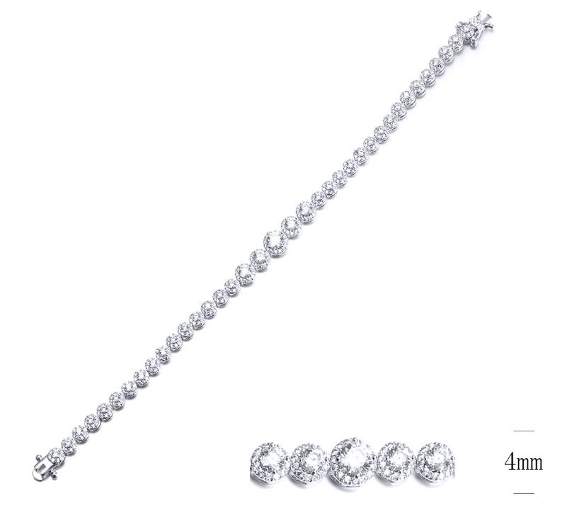 SB09739, Ladies' Moissanite Bracelet, S925, Rhodium Plated, White, 11.66g