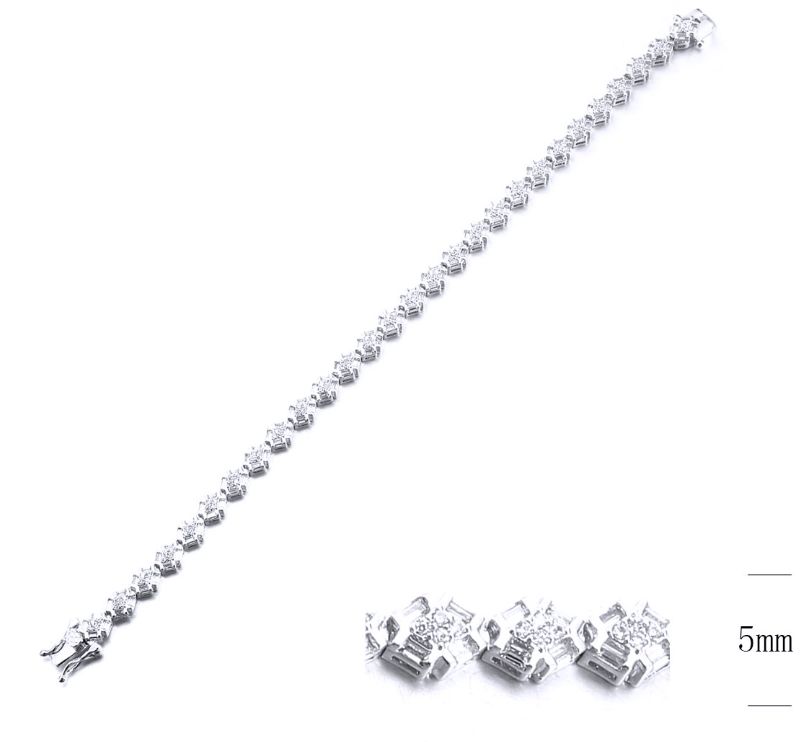 SB12571, Ladies' Moissanite Bracelet, S925, Rhodium Plated, White, 11.7g