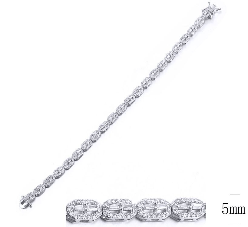 SB10649, Ladies' Moissanite Bracelet, S925, Rhodium Plated, White, 10.67g