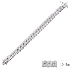 SB08868, Ladies' Moissanite Bracelet, S925, Rhodium Plated, White, 23.7g