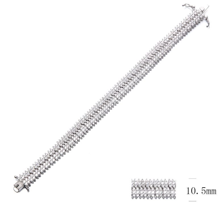 SB08868, Ladies' Moissanite Bracelet, S925, Rhodium Plated, White, 23.7g