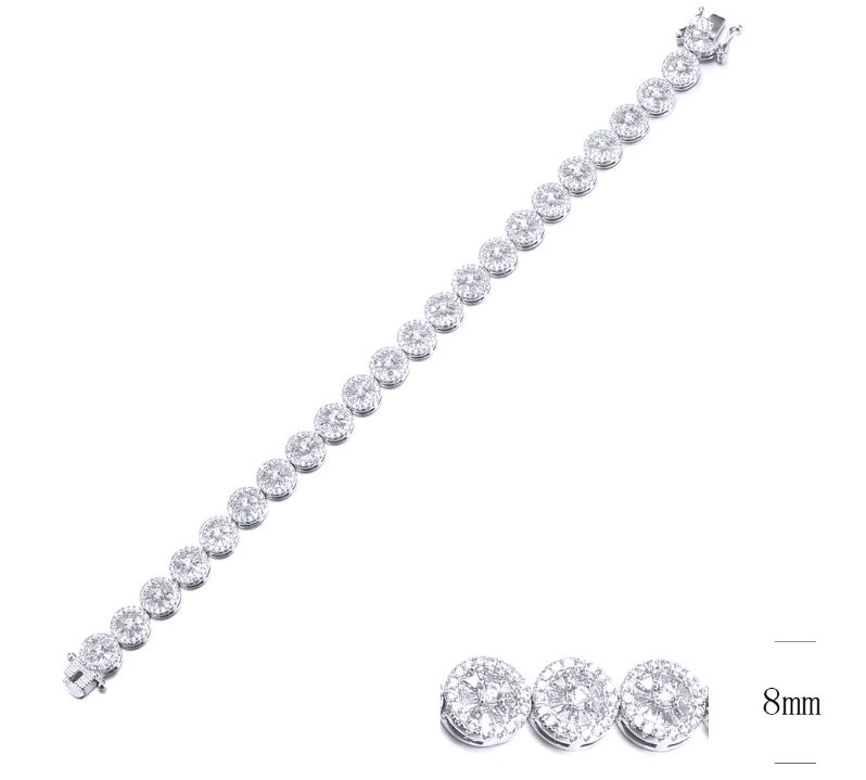 SB09734, Ladies' Moissanite Bracelet, S925, Rhodium Plated, White, 17.05g
