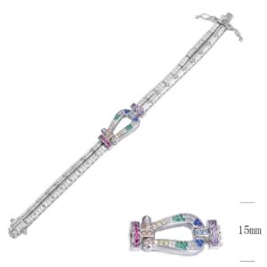 SB15421, Ladies' Moissanite Bracelet, S925, Rhodium Plated, White, 21.48g