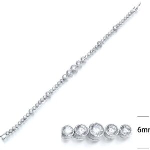 SB03416, Ladies' Moissanite Bracelet, S925, Rhodium Plated, White, 8.8g
