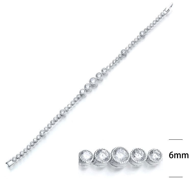 SB03416, Ladies' Moissanite Bracelet, S925, Rhodium Plated, White, 8.8g