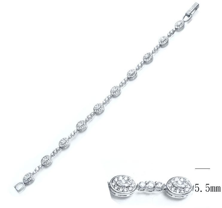 SB08444, Ladies' Moissanite Bracelet, S925, Rhodium Plated, White, 9.35g