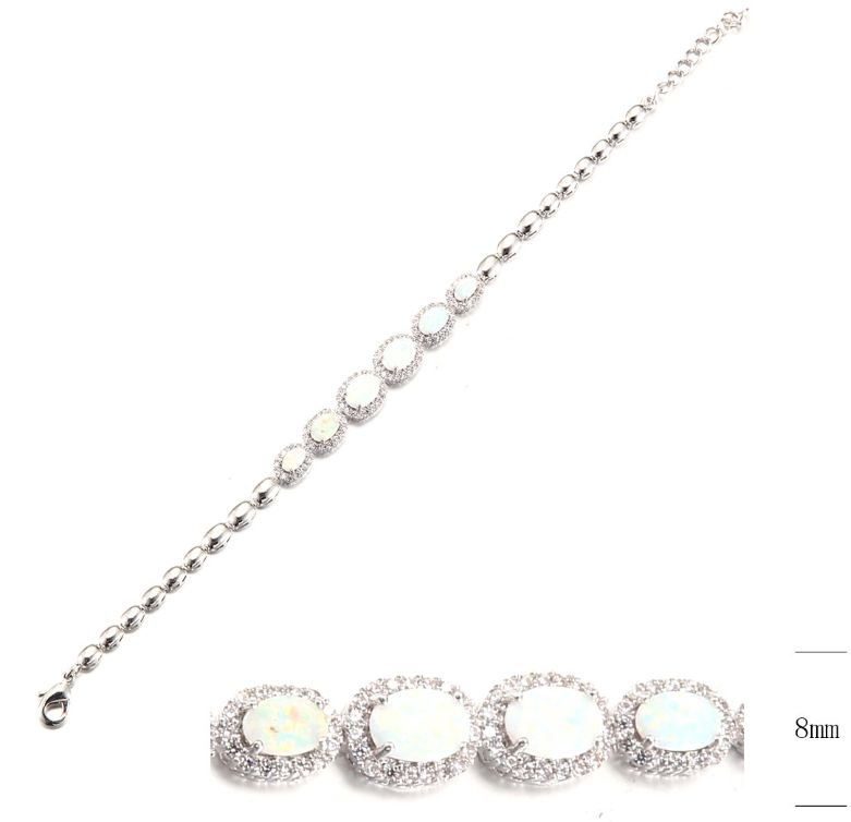 SB10104, Ladies' Moissanite Bracelet, S925, Rhodium Plated, White, 8.19g
