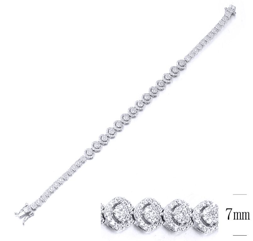 SB10596, Ladies' Moissanite Bracelet, S925, Rhodium Plated, White, 10.92g