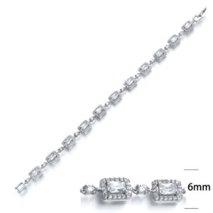 SB05725, Ladies' Moissanite Bracelet, S925, Rhodium Plated, White, 8.9g