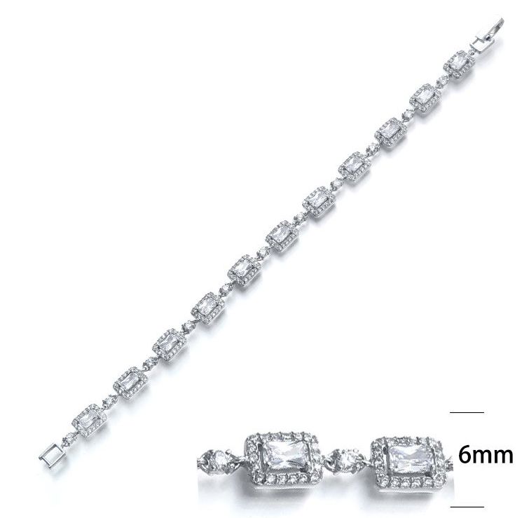 SB05725, Ladies' Moissanite Bracelet, S925, Rhodium Plated, White, 8.9g