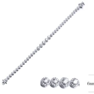 SB09740, Ladies' Moissanite Bracelet, S925, Rhodium Plated, White, 11.23g