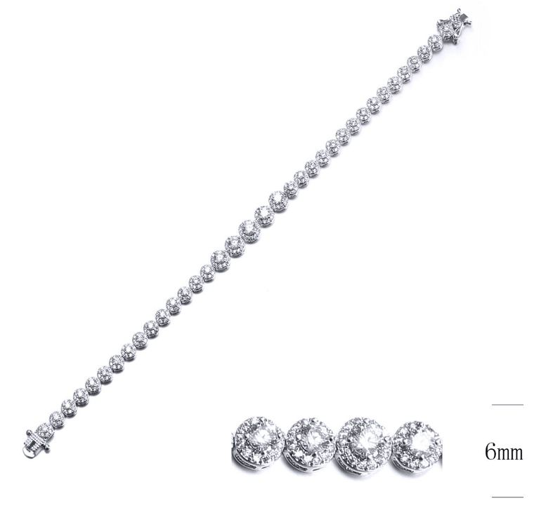 SB09740, Ladies' Moissanite Bracelet, S925, Rhodium Plated, White, 11.23g