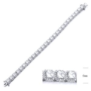 SB11464, Ladies' Moissanite Bracelet, S925, Rhodium Plated, White, 18.4g