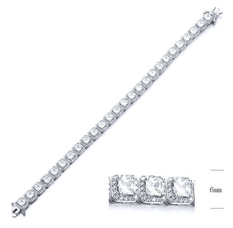 SB11464, Ladies' Moissanite Bracelet, S925, Rhodium Plated, White, 18.4g